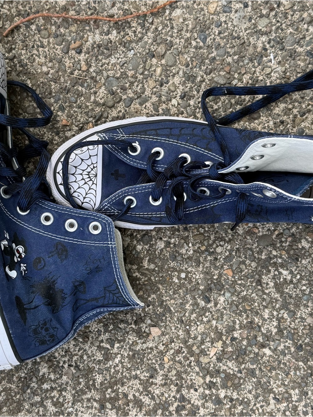 Navy High-Top Canvas Sneakers with Halloween Graphics
